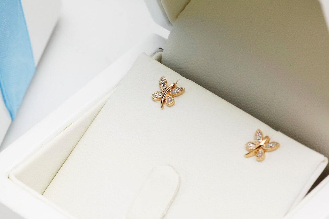 Złote kolczyki KXD1897 - Diament